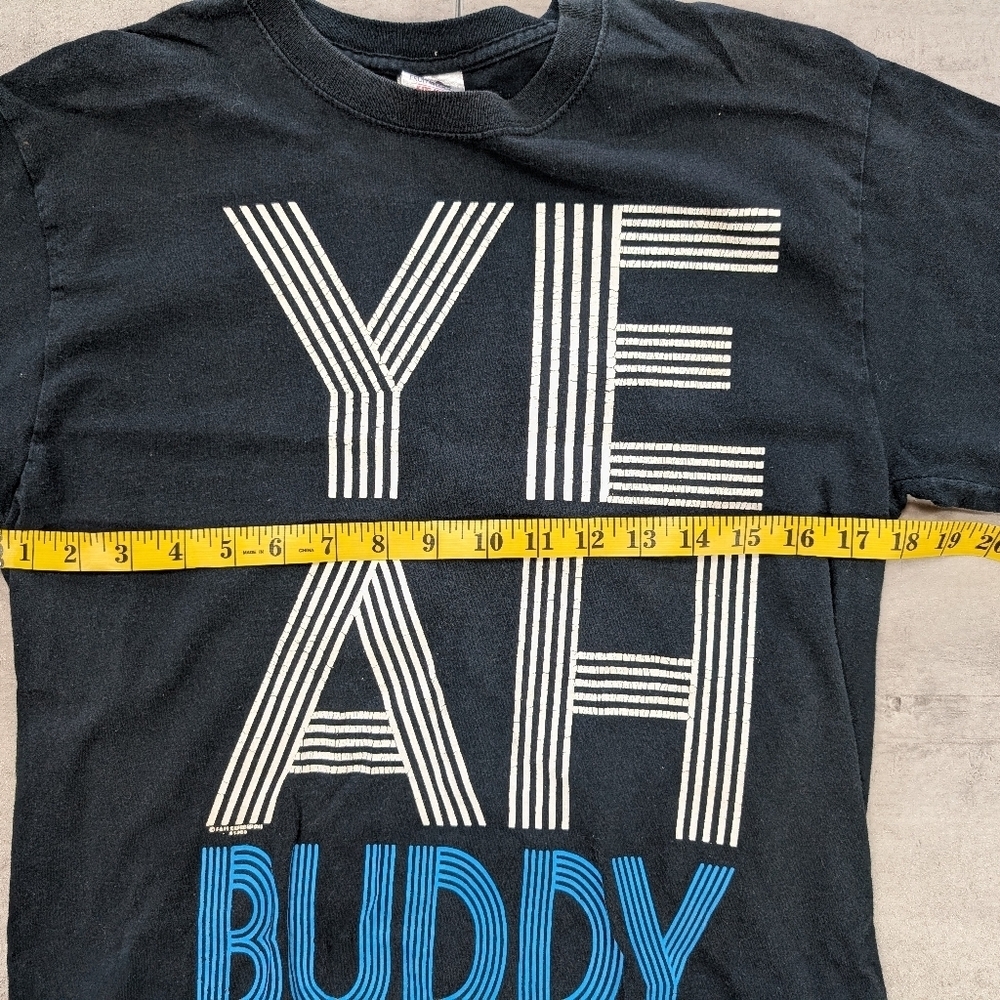 Vintage Y2K Yeah Buddy Black Short Sleeve T-shirt Medium - Picture 4 of 6